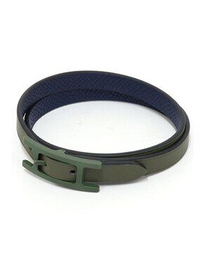 Hermes Leather Cut? Epsom Vert Veronese Navy Bracelet